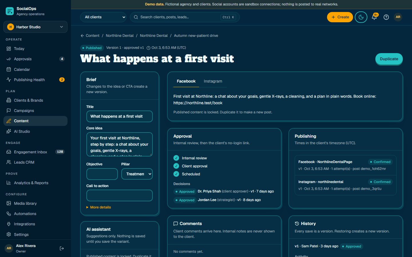 Content and composer screen